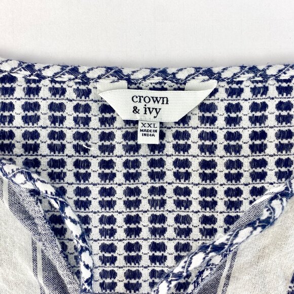 Crown & Ivy Women XXL Peasant Top Blouse Bohemian with Tassels Long Sleeve Boho - Picture 10 of 15